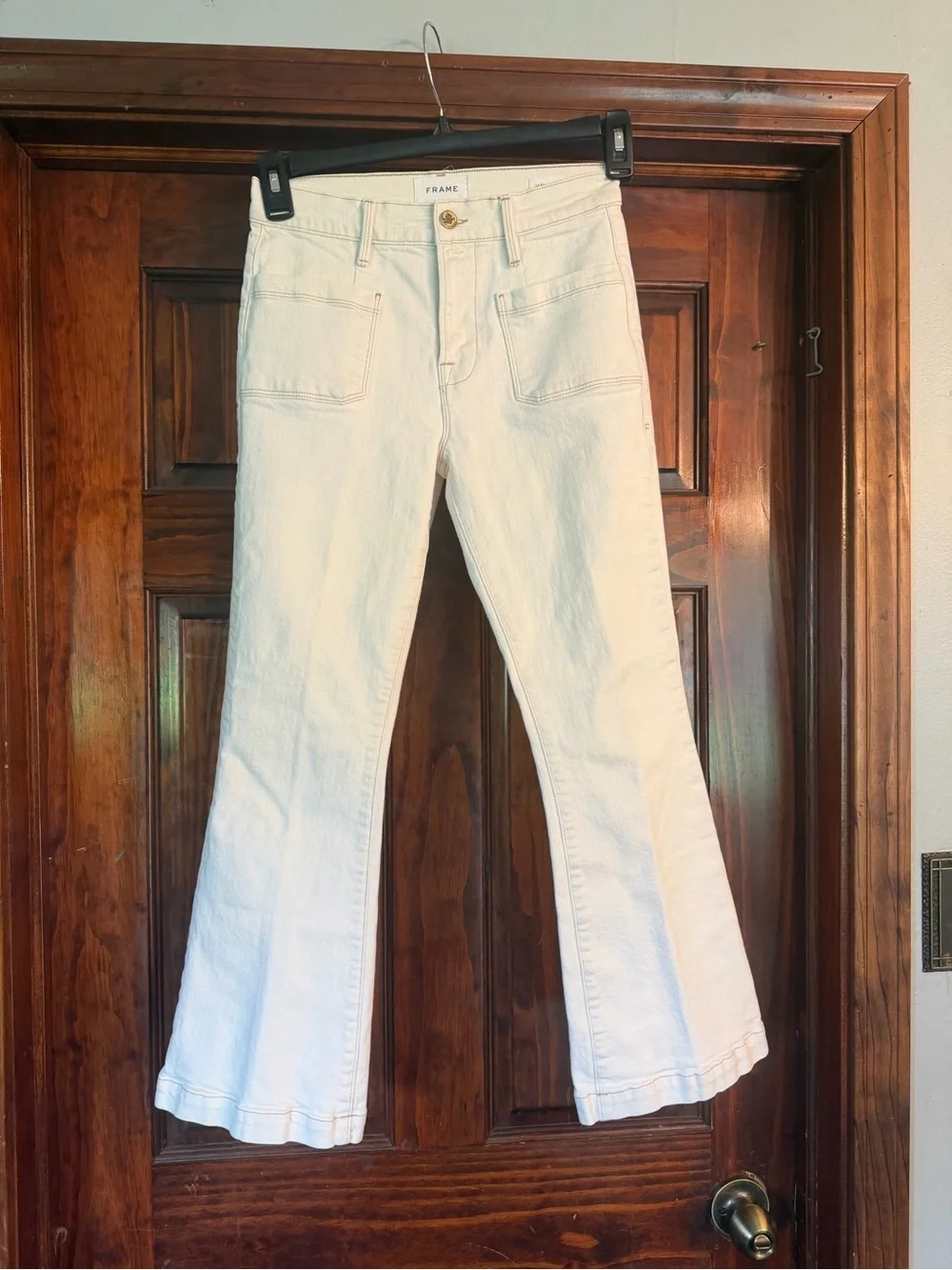 Frame Capri Flare Jeans in Ivory